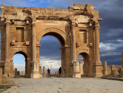 Trajan's Arch at the archaeological site of Timgad, Algeria