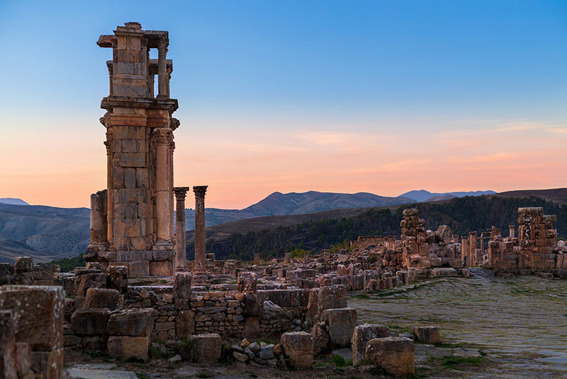 Djemila Arch at sunset, Algeria