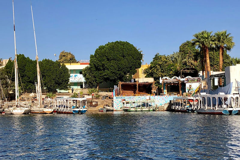 View of Aswan from Nile cruise, Egypt