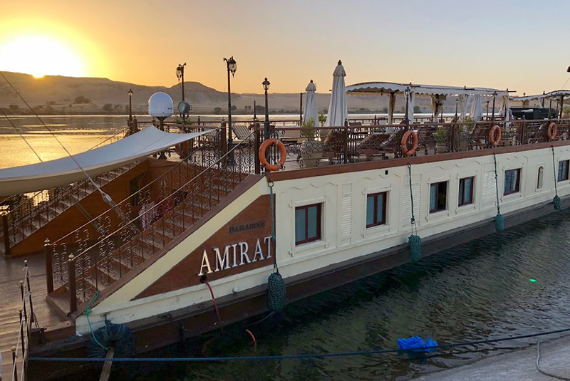 A dahabeya prepares to set sail for a Nile River Cruise