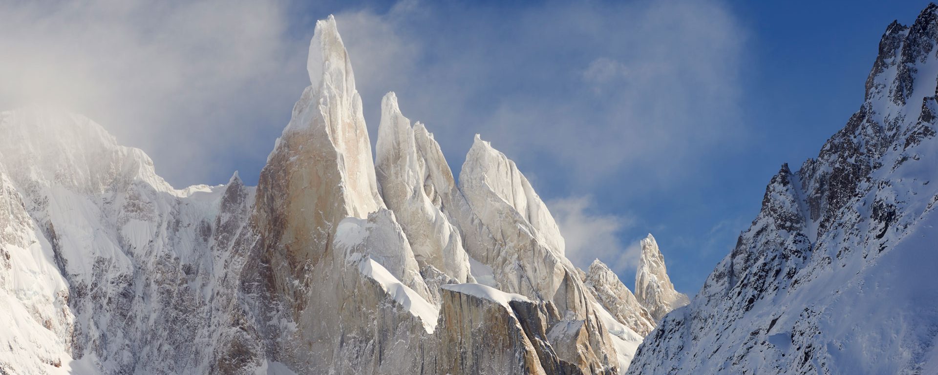 Cerro Torre mountain at sunset in winter, El Chalten, Patagonia, Argentina