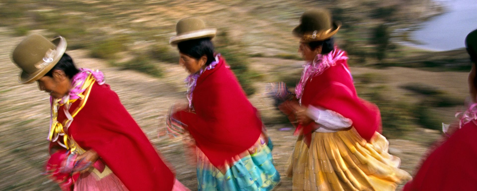 Woman in traditional dress on Isla del Sol, Bolivia