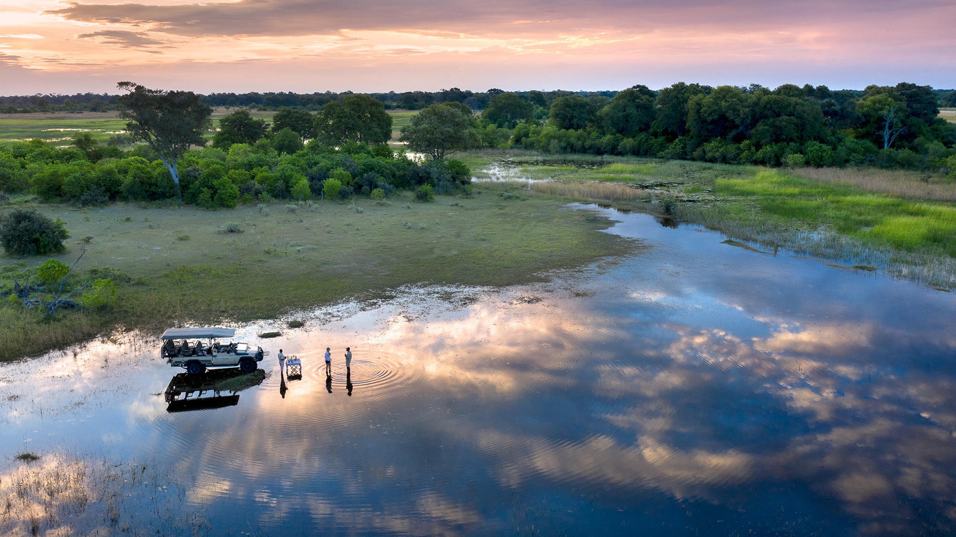 Sundowners at Khwai Leadwood, Okavango Delta, Botswana