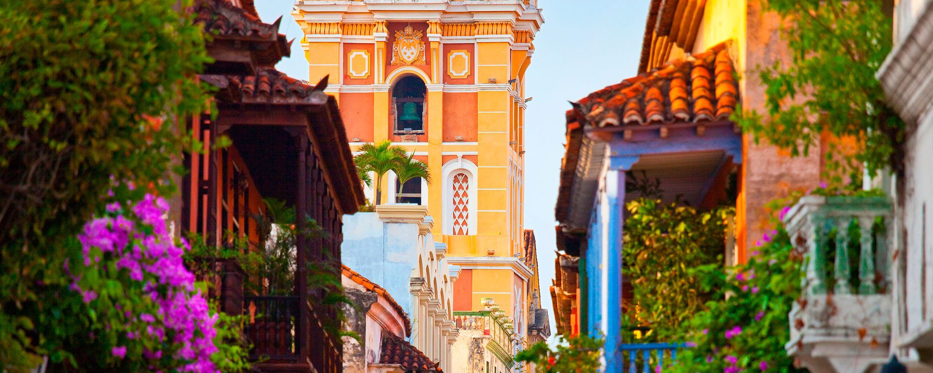 Balcony in front of the Cathedral of Cartagena, Colombia