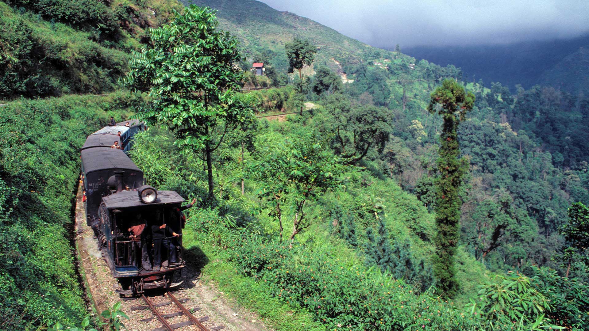 The Darjeeling Himalayan Railway, a World Heritage Site, cuts through the lush hillsides of Darjeeling, India with GeoEx.