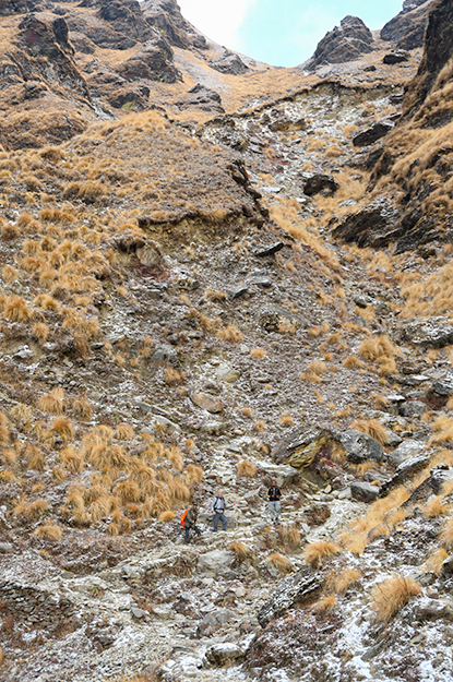 Looking at the trail ascending Kuari Pass in India