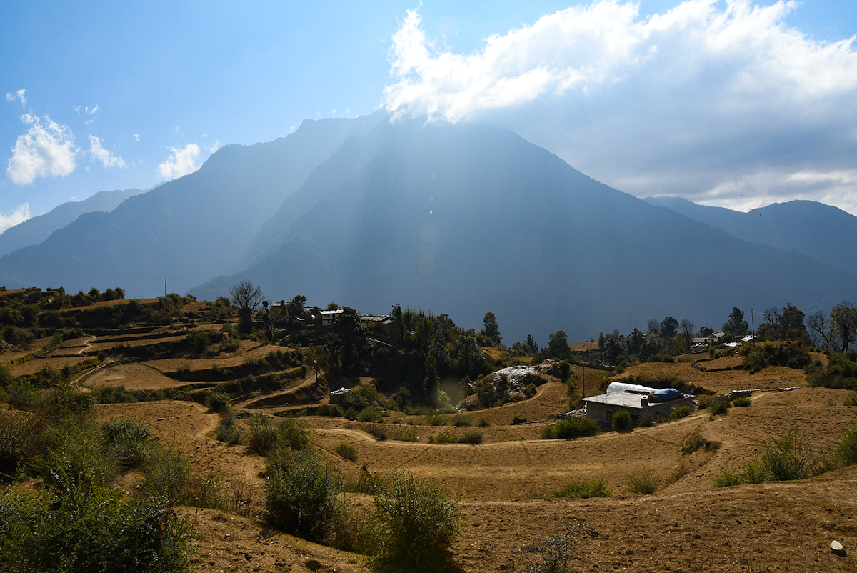 Mountains and terraces near Ramni village in India