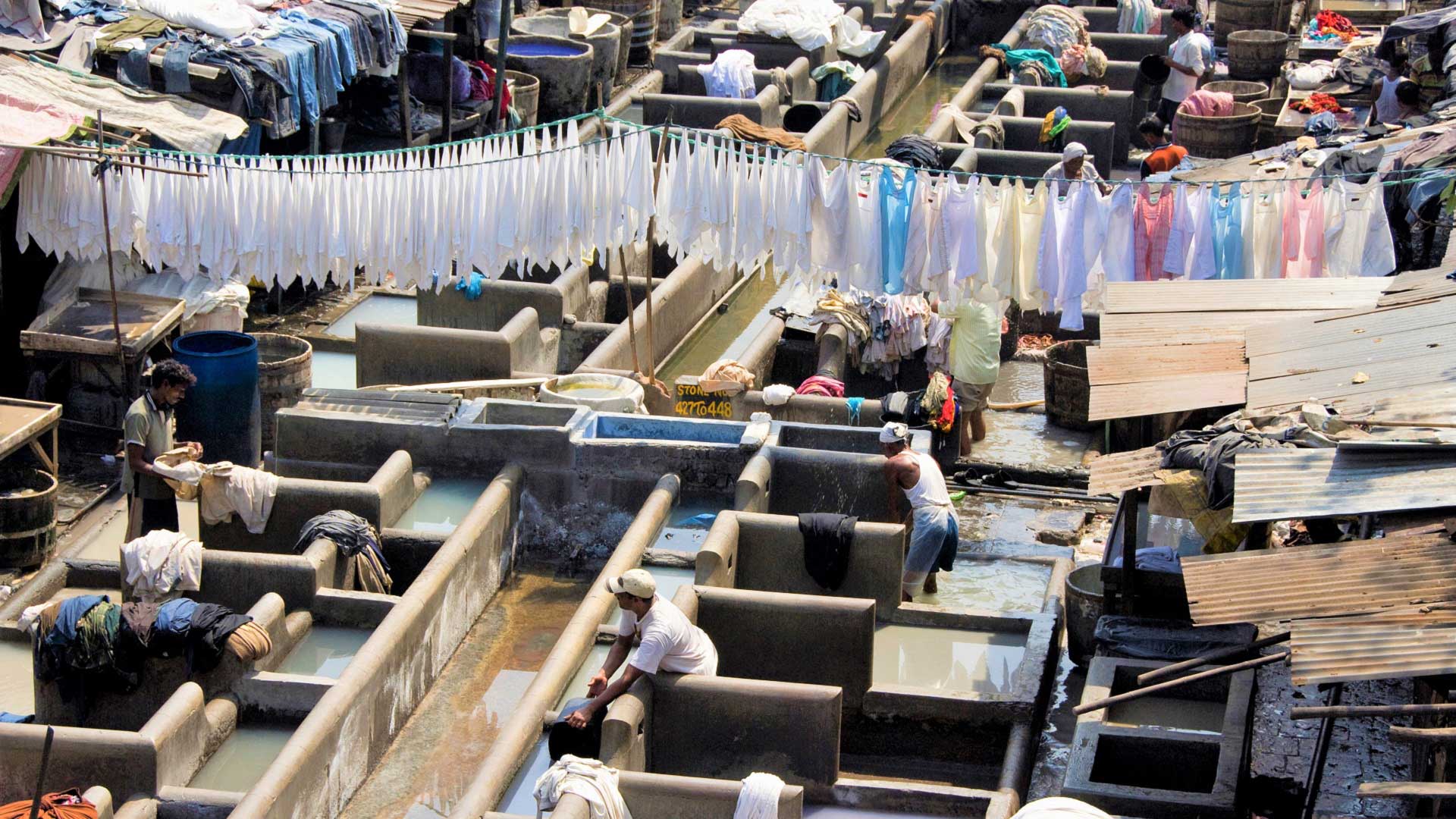 The Dhobi Ghat laundry, where most of Mumbai has washed clothes for generations, India with GeoEx