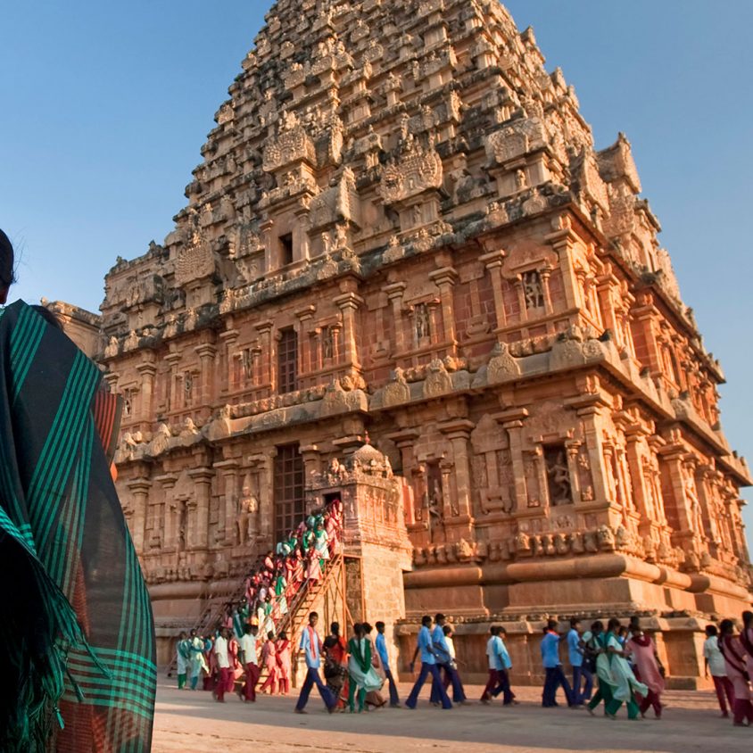 Worshippers at the Brihadishwara Temple in Tanjore, India