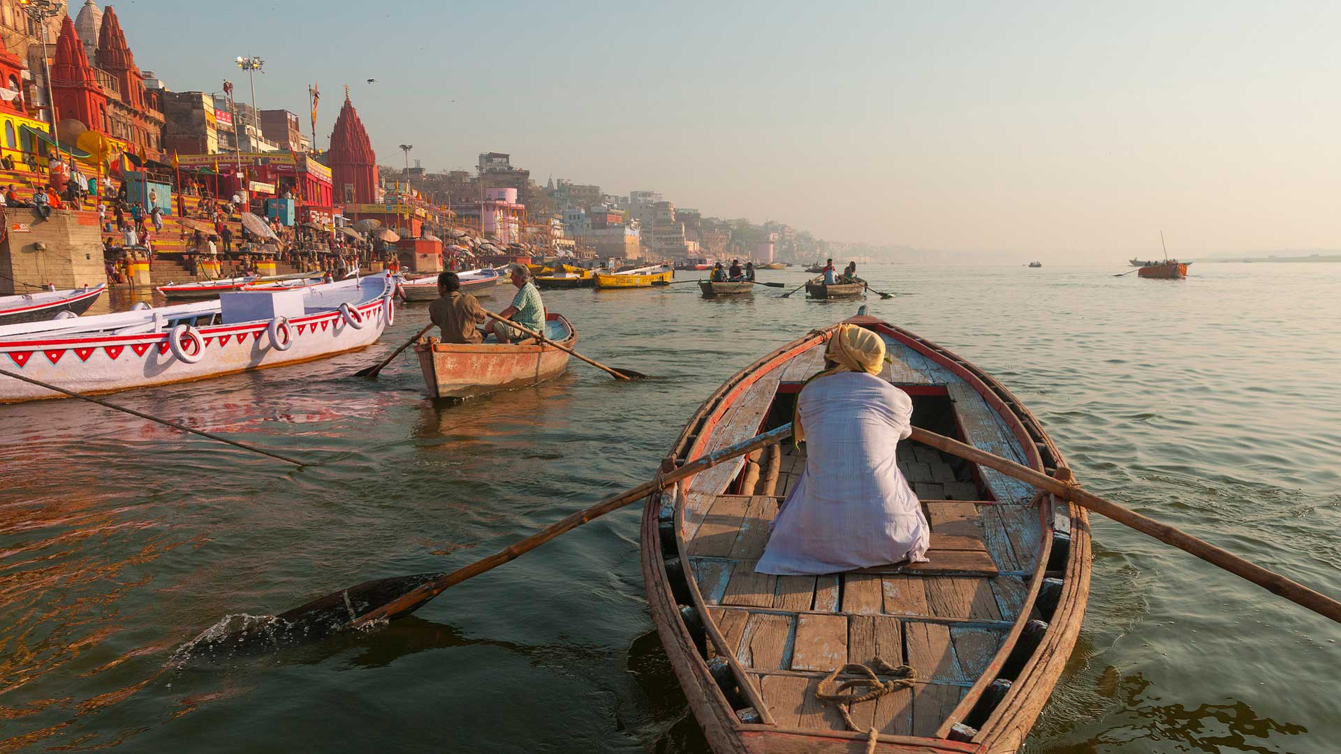 Morning scene on the Ganges ghats in Varanasi, India with GeoEx