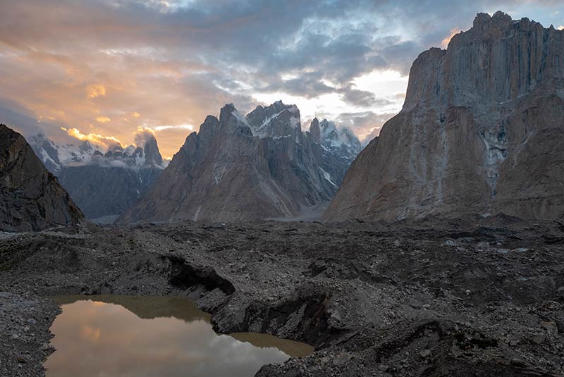 Sunset warms the sky on the K2 Trek, Pakistan