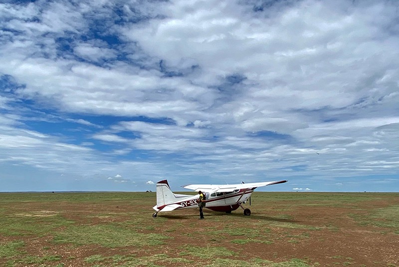 A light aircraft in the Masai Mara, Kenya