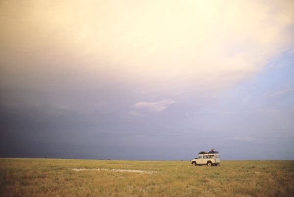 Vehicle on Makgadikgadi Pans, Botswana