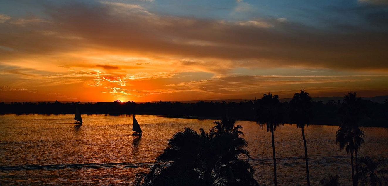 Sunset over the Nile River near Luxor, Egypt