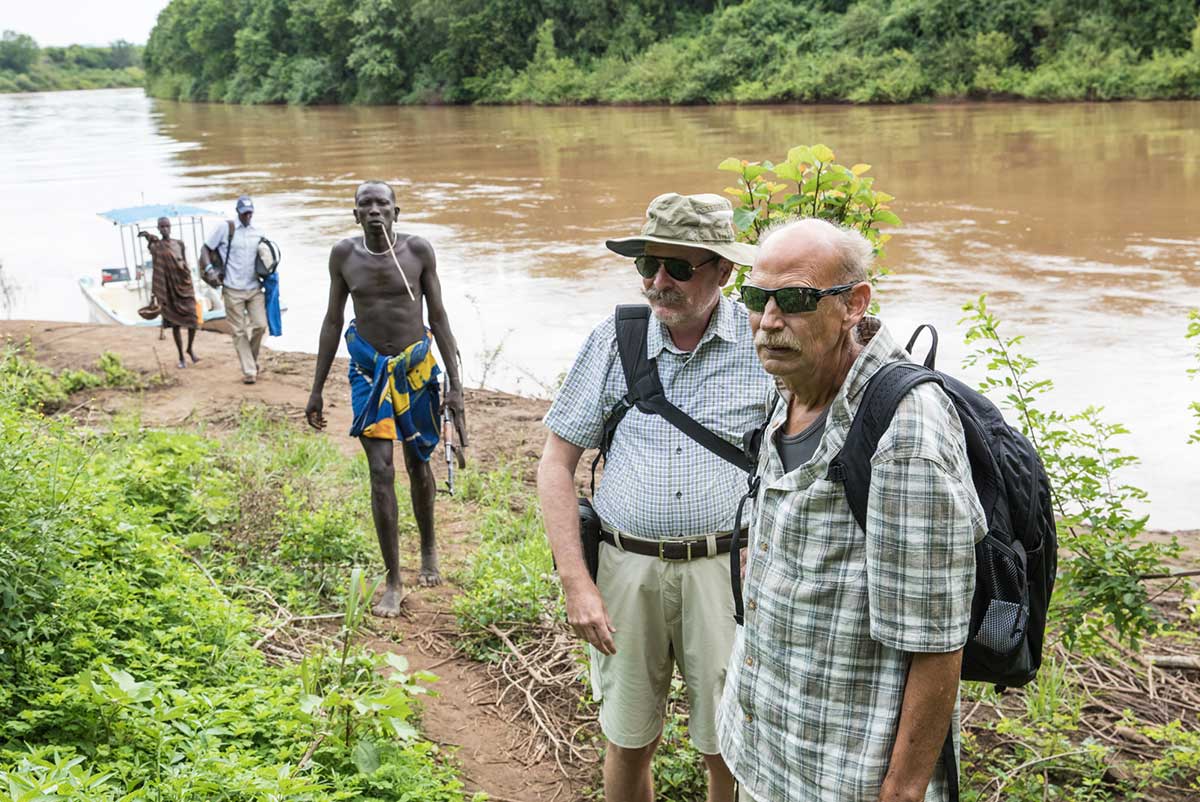 Arriving on the banks of the Lower Omo Valley River, Ethiopia.