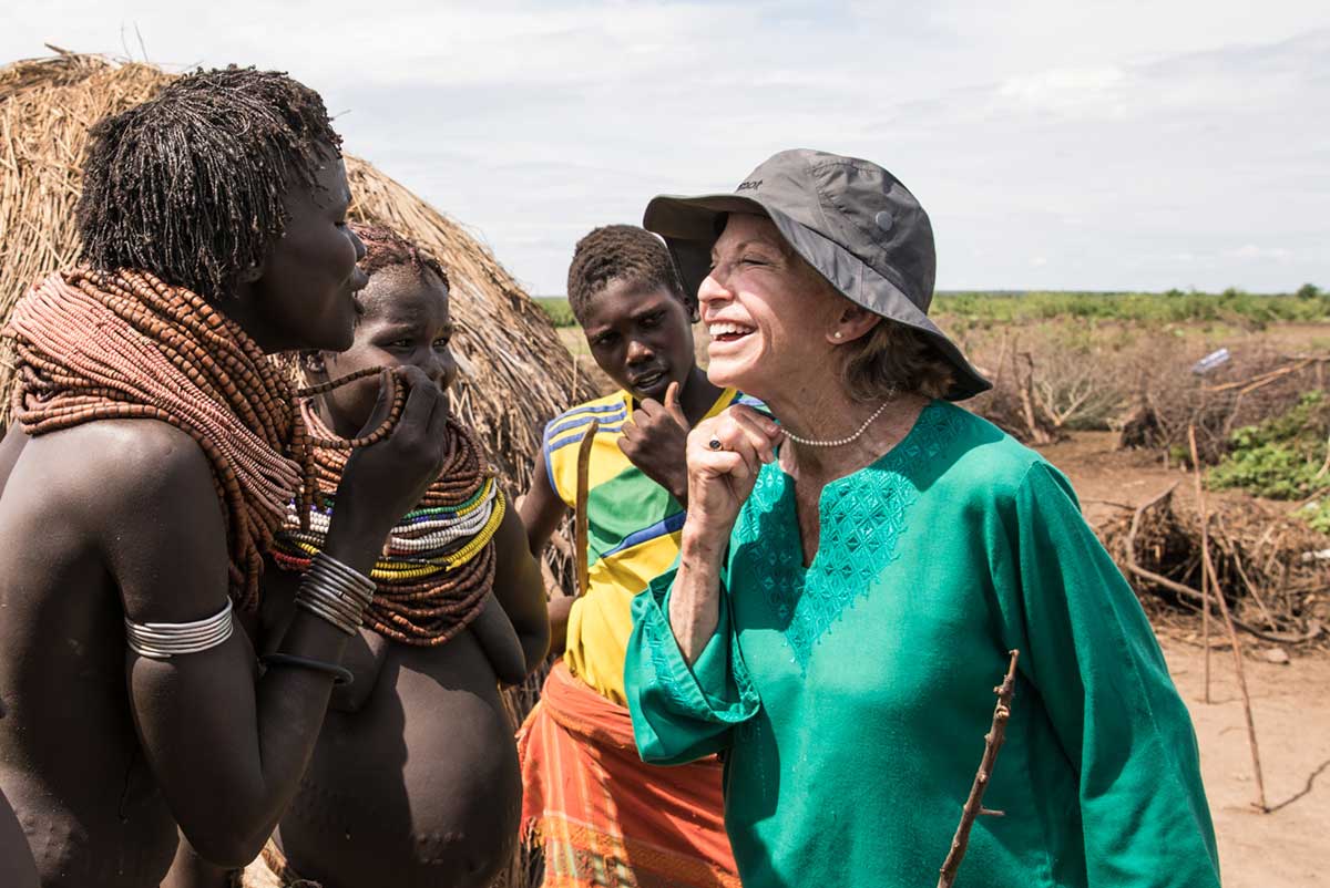 Comparing necklaces with the Nyangatom women.