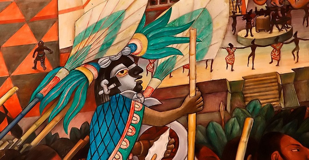 Detail of the Diego Rivera mural, La Civilizacion Totonaca, at the National Palace, Mexico City