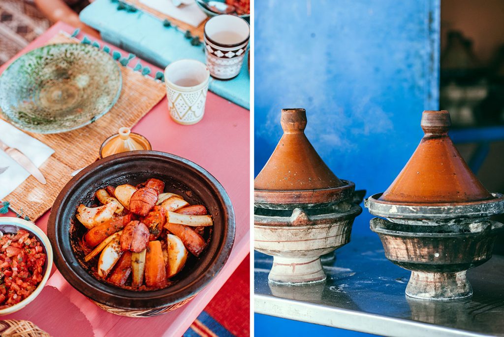 Tagine and colorful dishes of Moroccan cuisine