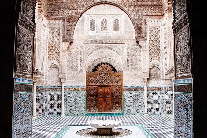 Courtyard of al-Attarine Madrasa in Fes, Morocco