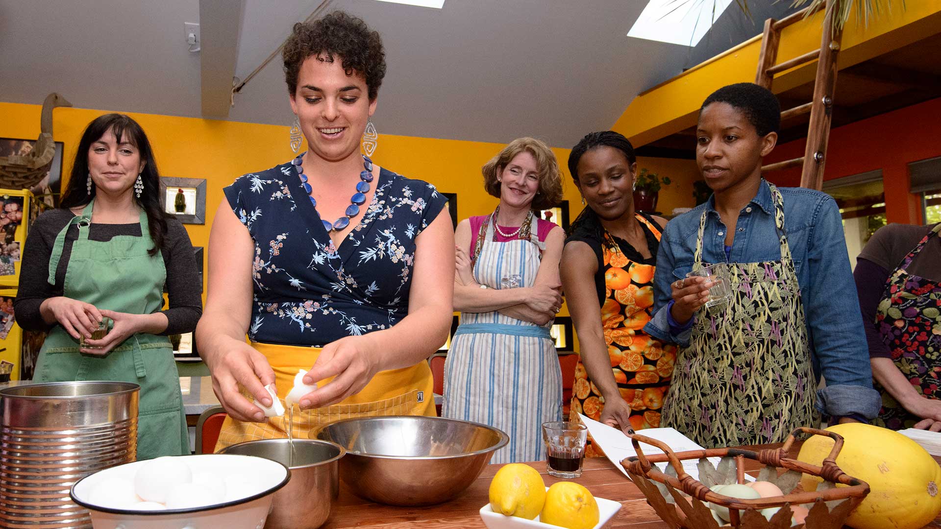 Women at a cooking class