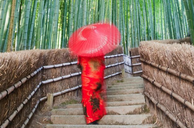 Japan, Kyoto, Arashiyama, Adashino Nembutsu-ji Temple, Bamboo Forest