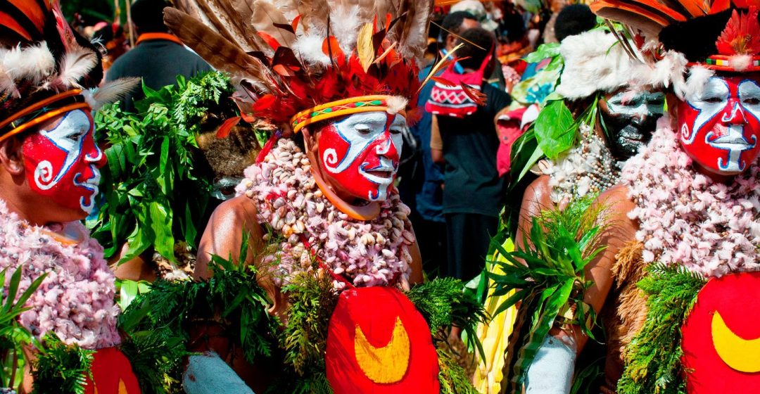 Local tribes celebrating the traditional Sing Sing in the Highlands of Papua New Guinea