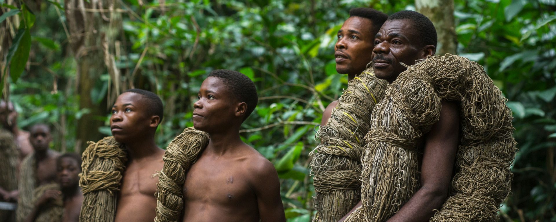 Ba'Kola pygmy with hunting nets in Odzala-Kokoua National Park, Congo