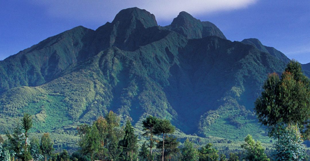 View of volcanoes from outside Volcanoes National Park, Rwanda