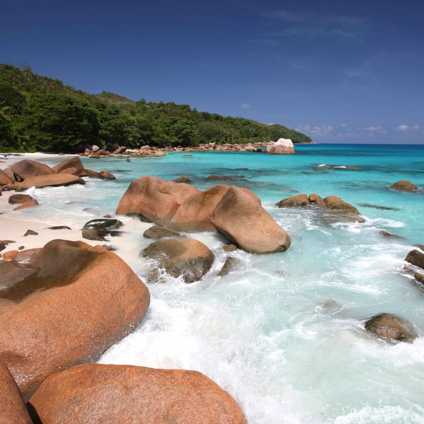 Pristine Anse Lazio beach on Praslin Island, Seychelles