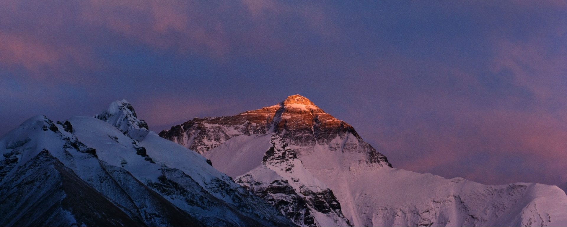 Mt. Everest with a purple sky behind, Tibet, China