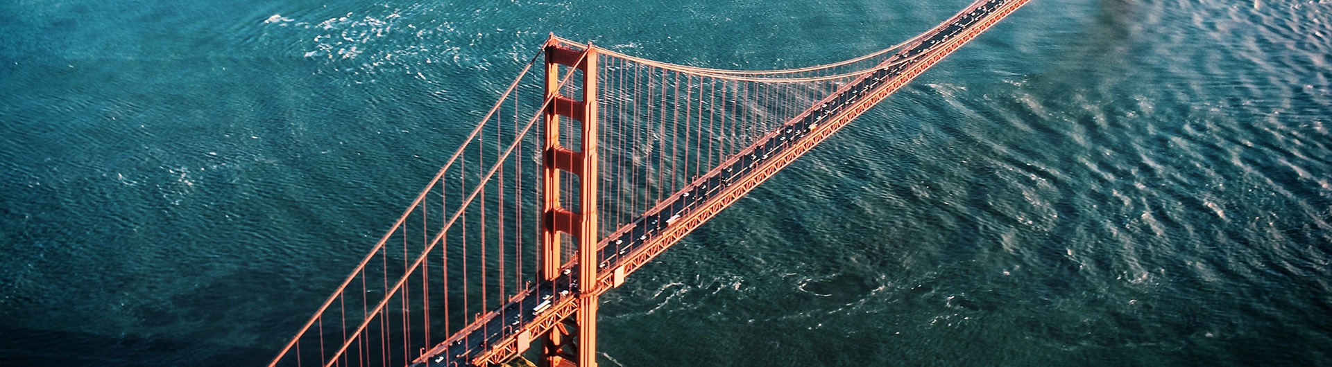 Aerial of the Golden Gate Bridge in San Francisco, California